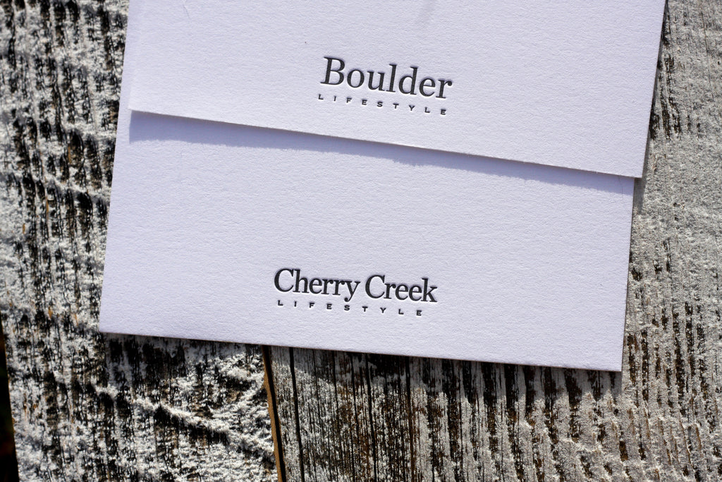New letterpress stationery for Boulder Lifestyle and Cherry Creek Lifestyle magazines