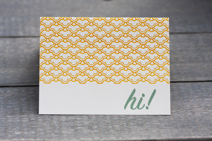 Letterpress Printed "Hi" Card