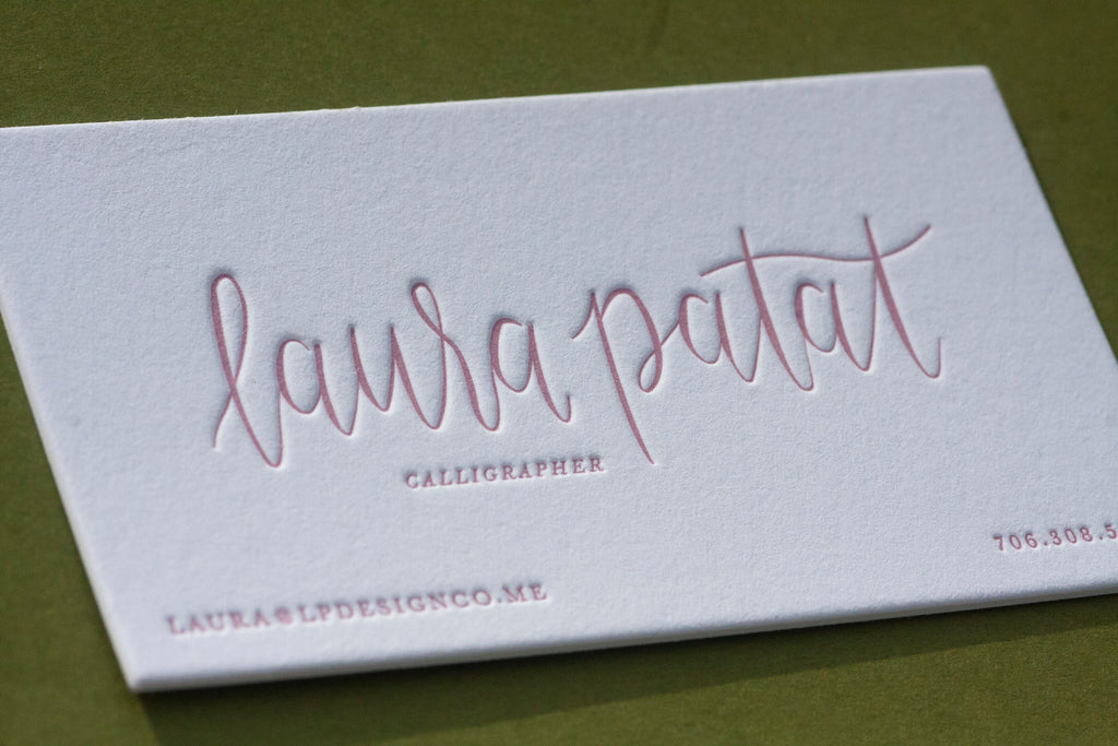 Letterpress business cards for a calligrapher